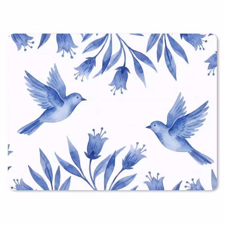 Modern - Vogels - Delfts - Blauw muismat rubber klein -3d