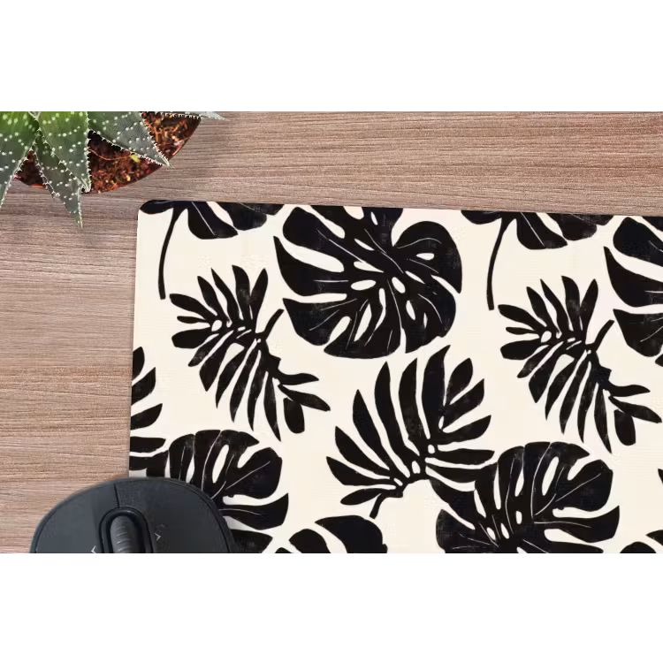 Modern - Monstera - Zwart muismat rubber klein 262 -closeup