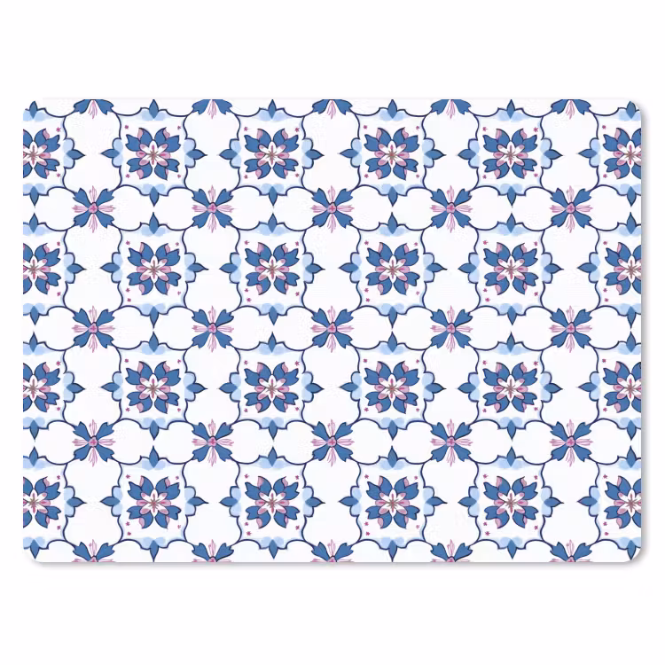 Modern - Patroon - Blauw - Roze muismat rubber klein 262 -3d