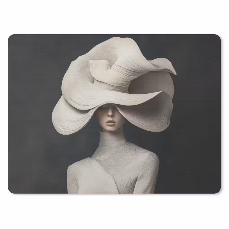 Modern - Vrouw - Hoed muismat rubber klein -3d