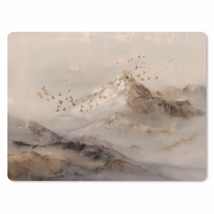Berglandschap - Mist - Penseelstreken muismat rubber klein -3d