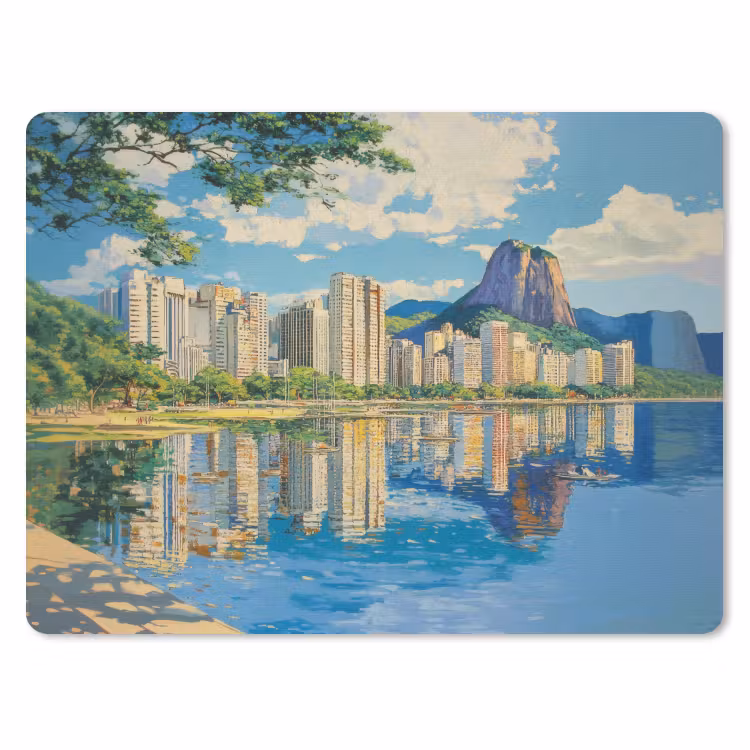 Berg - Skyline - Strand - Water muismat rubber klein -3d
