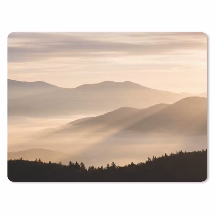 Bergen - Mist - Zonnestralen muismat rubber klein -3d