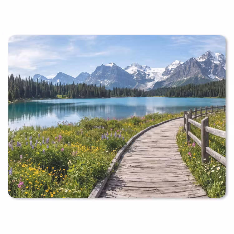 Bergen - Meer - Landschap - Blauw muismat rubber klein -3d