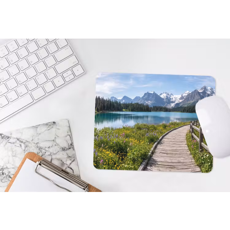 Bergen - Meer - Landschap - Blauw muismat rubber klein -witbureau