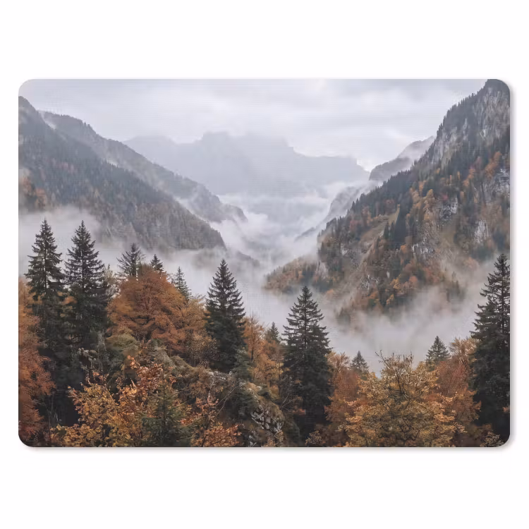Bergen - Vallei - Mist - Herfst - Natuur muismat rubber klein -3d