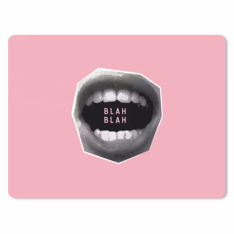 Mond - BLAH BLAH - Roze muismat rubber klein -3d