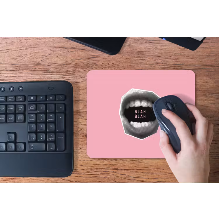 Mond - BLAH BLAH - Roze muismat rubber klein -toetsenbord