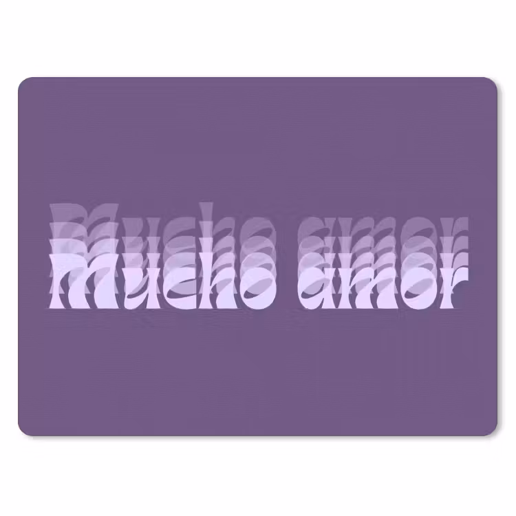 Mucho amor - Paars - Grafisch muismat rubber klein -3d