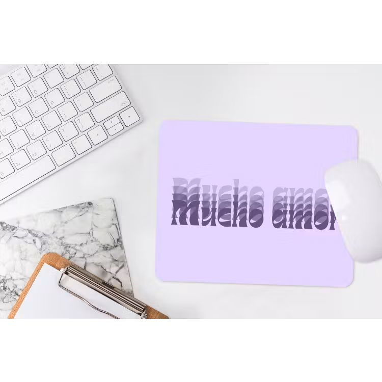 Mucho amor - Paars - Gelaagde letters muismat rubber klein -witbureau