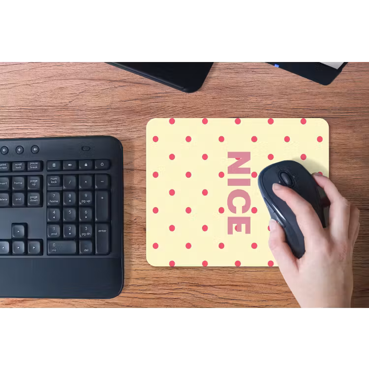 Nice - Stippen - Roze - Geel muismat rubber klein -toetsenbord