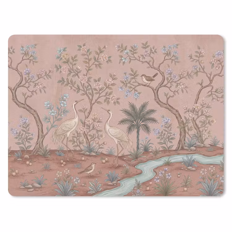 Nostalgisch - Reigers - Roze muismat rubber klein -3d