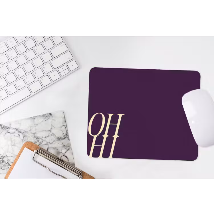 Oh hi - Paars - Cursief muismat rubber klein -witbureau