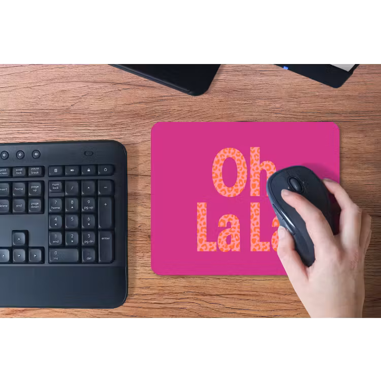 Oh la la - Luipaardprint - Roze muismat rubber klein -toetsenbord