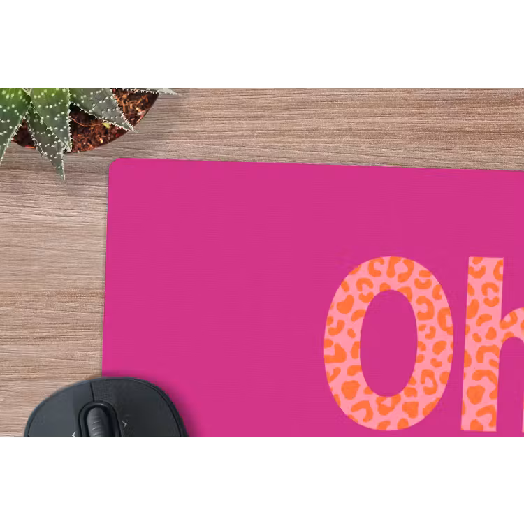 Oh la la - Luipaardprint - Roze muismat rubber klein -closeup