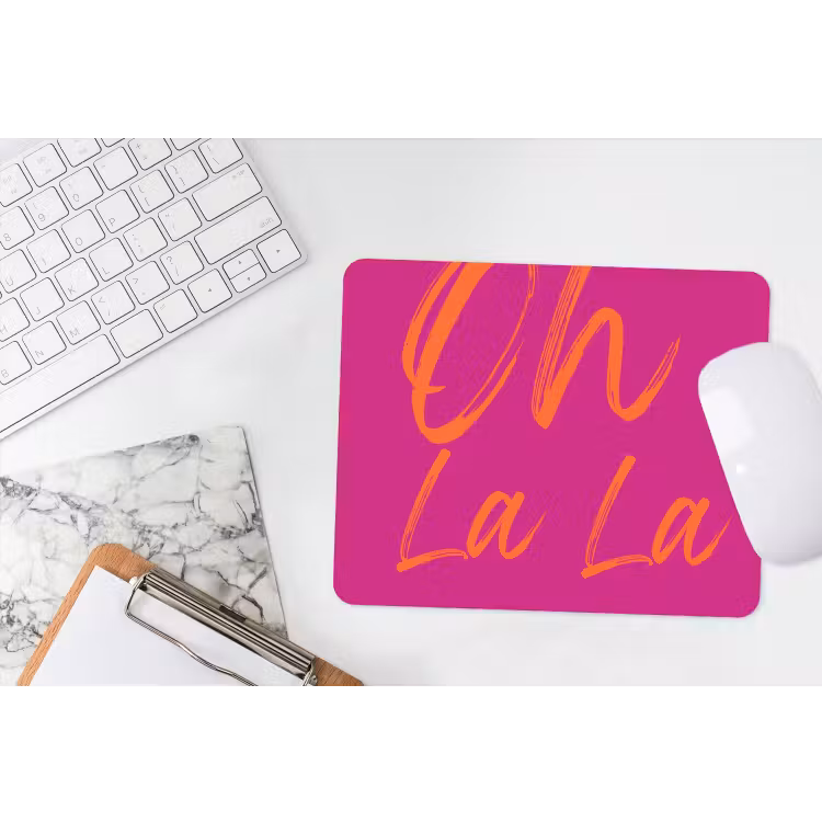 Oh la la - Oranje - Roze muismat rubber klein -witbureau