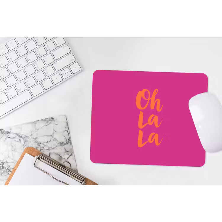 Oh la la - Roze - Oranje - Minimalistisch muismat rubber klein -witbureau