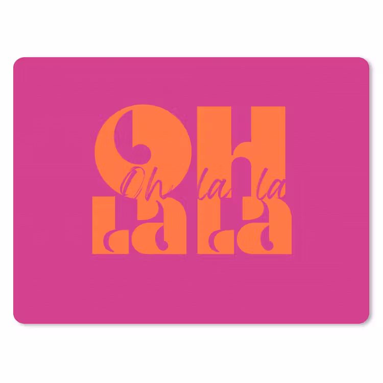 Oh la la - Roze - Oranje - Gestapelde letters muismat rubber klein -3d
