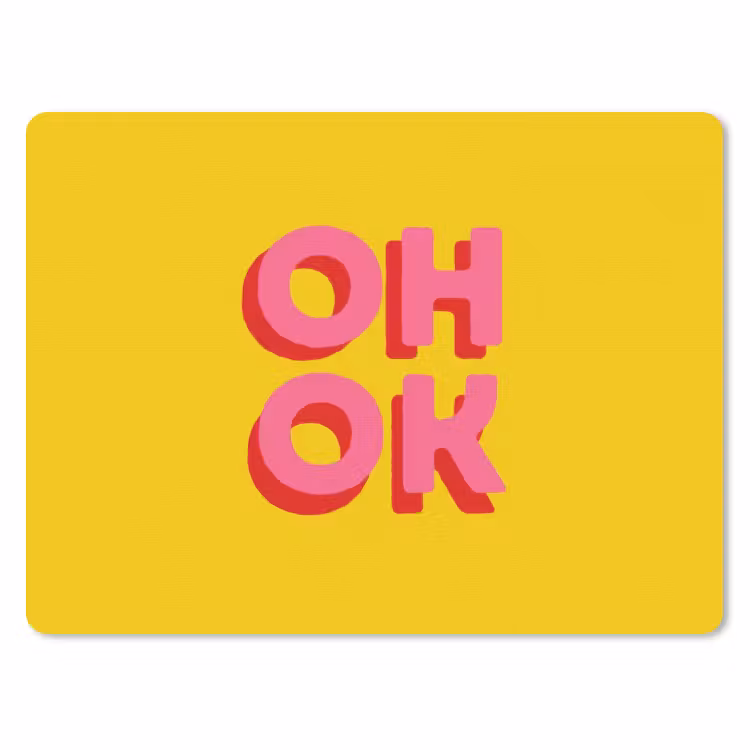 Oh ok - 3D - Geel - Roze muismat rubber klein -3d