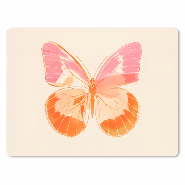 Oranje - Vlinder - Minimalistisch muismat rubber klein -3d