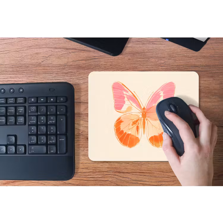 Oranje - Vlinder - Minimalistisch muismat rubber klein -toetsenbord