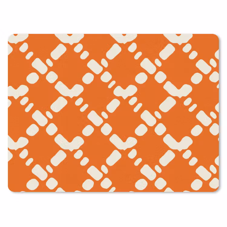 Oranje - Ruitpatroon - Wit muismat rubber klein 262 -3d