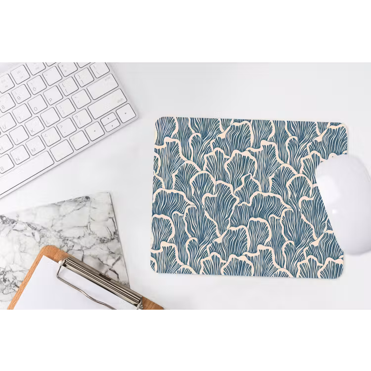 Organisch - Blauw - Crème - Schelpen muismat rubber klein 262 -witbureau