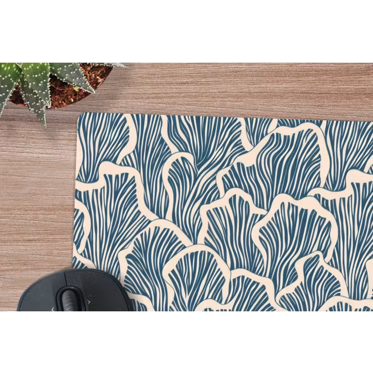 Organisch - Blauw - Crème - Schelpen muismat rubber klein 262 -closeup