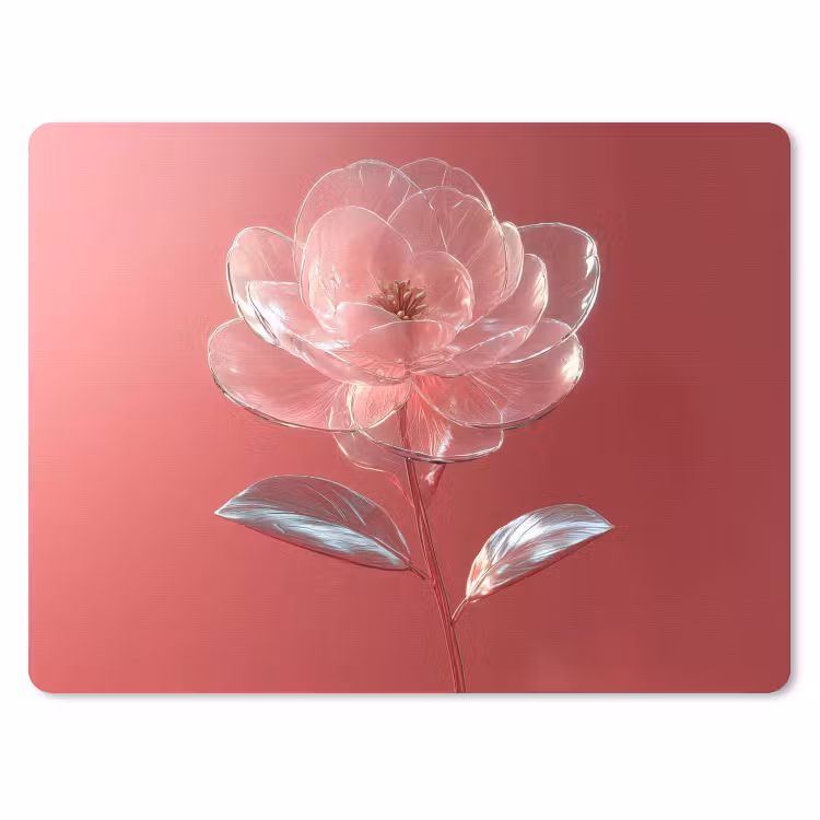 Sierlijk - Bloem - Roze - Glazen muismat rubber klein -3d
