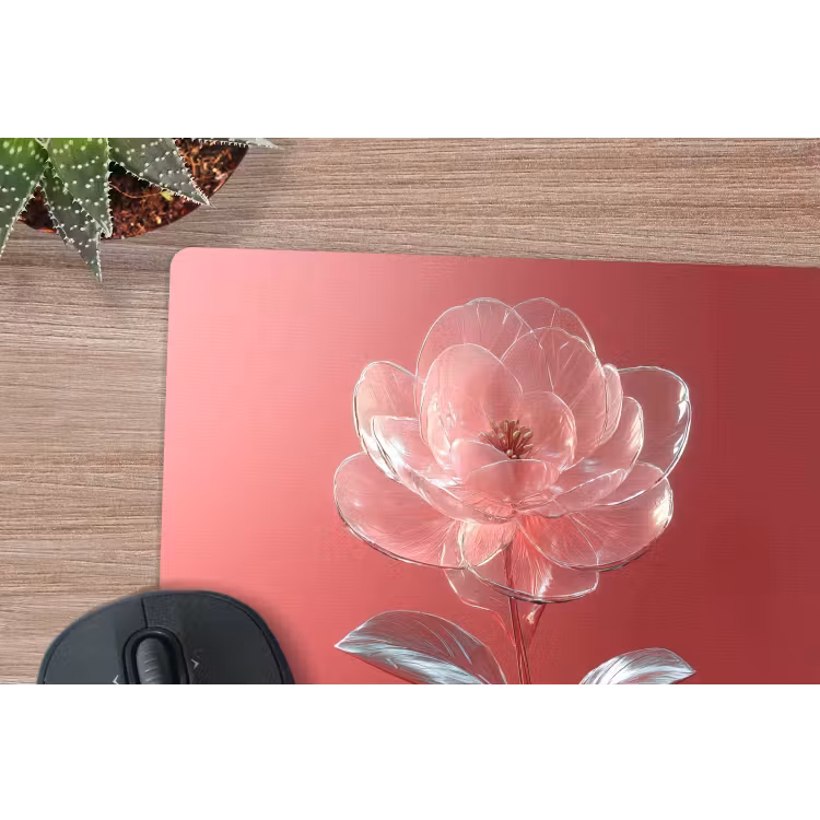 Sierlijk - Bloem - Roze - Glazen muismat rubber klein -closeup