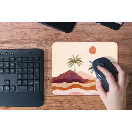 Palmbomen - Abstract - Zon - Heuvels muismat rubber klein -toetsenbord