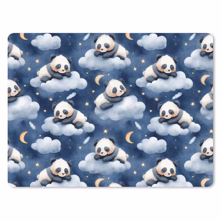 Panda's - Slapen - Blauw muismat rubber klein 262 -3d
