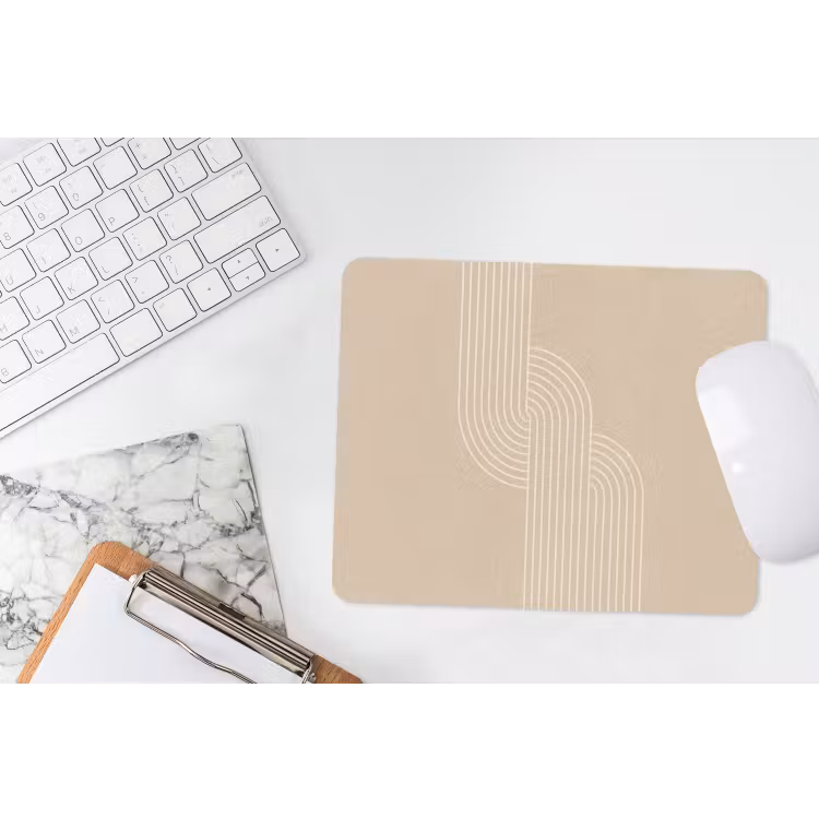 Parallelle lijnen - Lichte textuur - Beige muismat rubber klein -witbureau