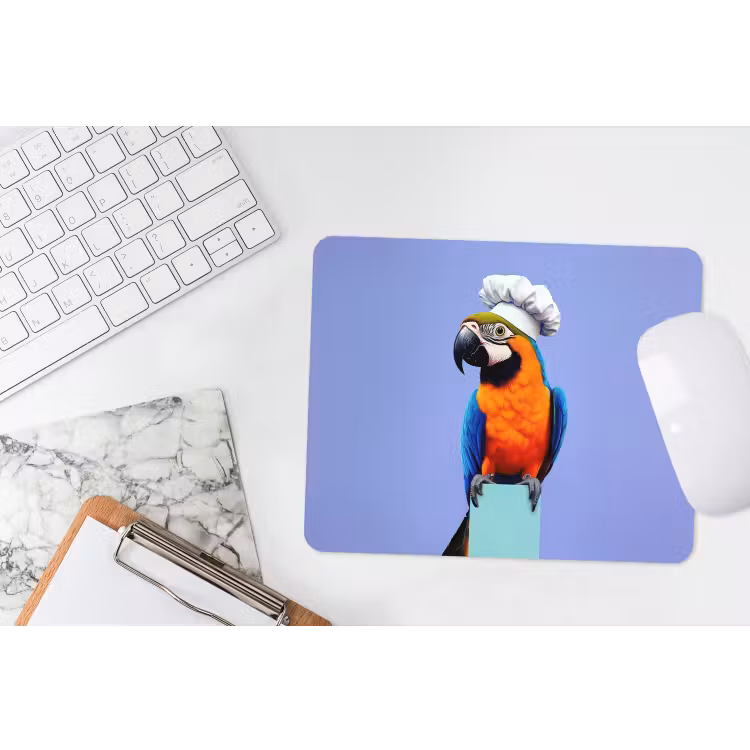 Papegaai - Koksmuts - Vogel - Leuk muismat rubber klein -witbureau