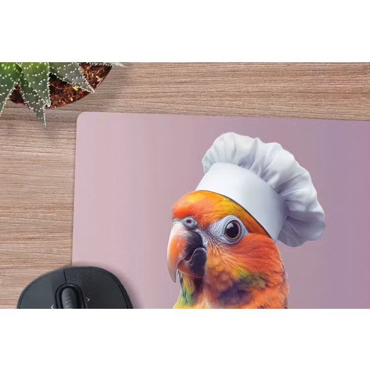 Papegaai - Koksmuts - Nieuwsgierig - Vogel muismat rubber klein -closeup