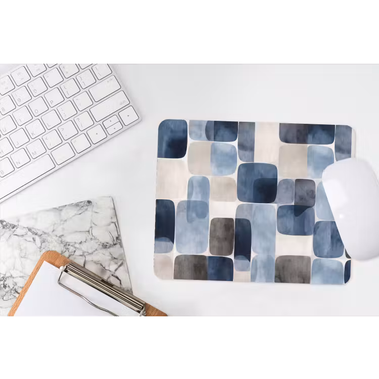 Patroon - Blauw - Vierkanten muismat rubber klein -witbureau