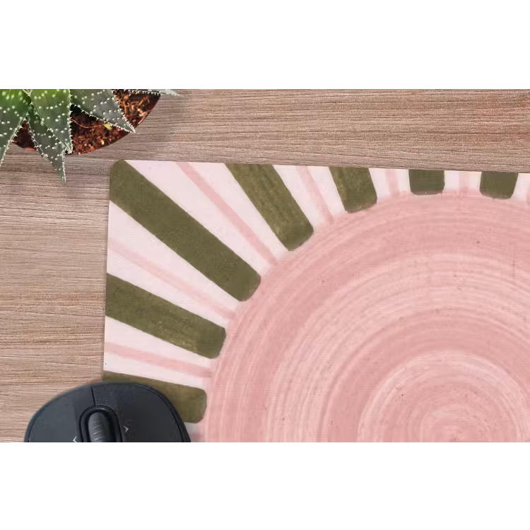 Patroon - Cirkel - Stralen - Abstract - Roze muismat rubber klein -closeup