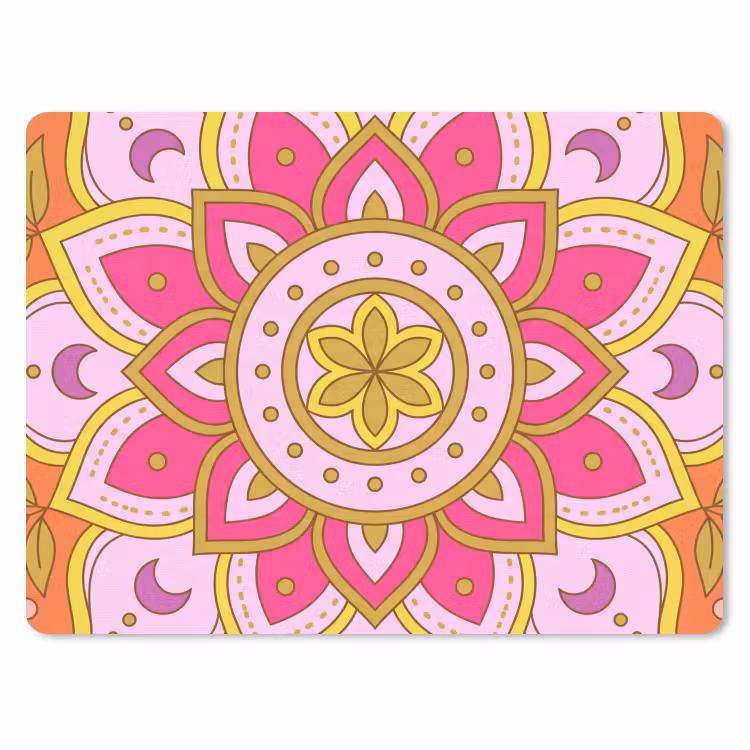 Patroon - Bloemmotief - Decoratie - Abstract - Roze muismat rubber klein -3d