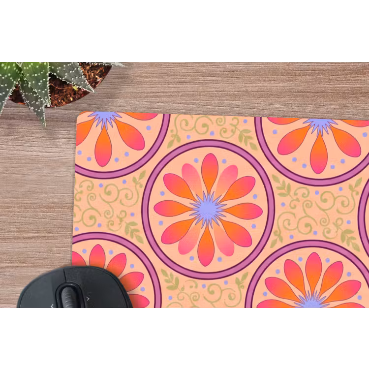 Patroon - Bloemen - Decoratief - Kleurrijk - Modern muismat rubber klein -closeup