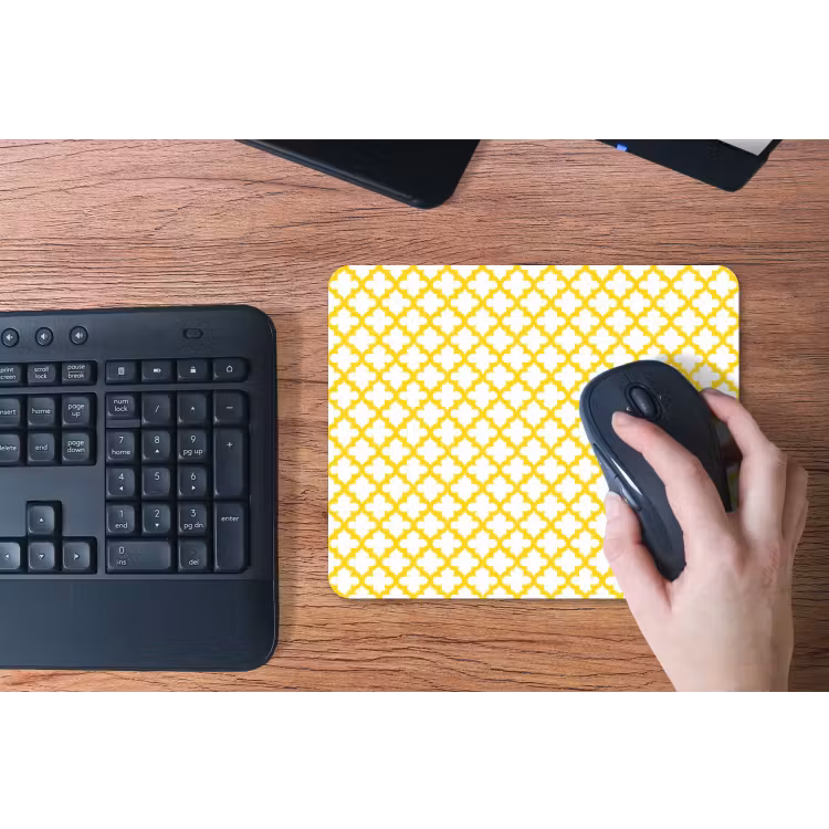 Patroon - Geometrisch - Klassiek - Geel muismat rubber klein 262 -toetsenbord