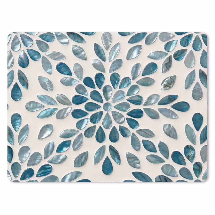 Patroon - Bladeren - Abstract - Modern - Turquoise muismat rubber klein -3d