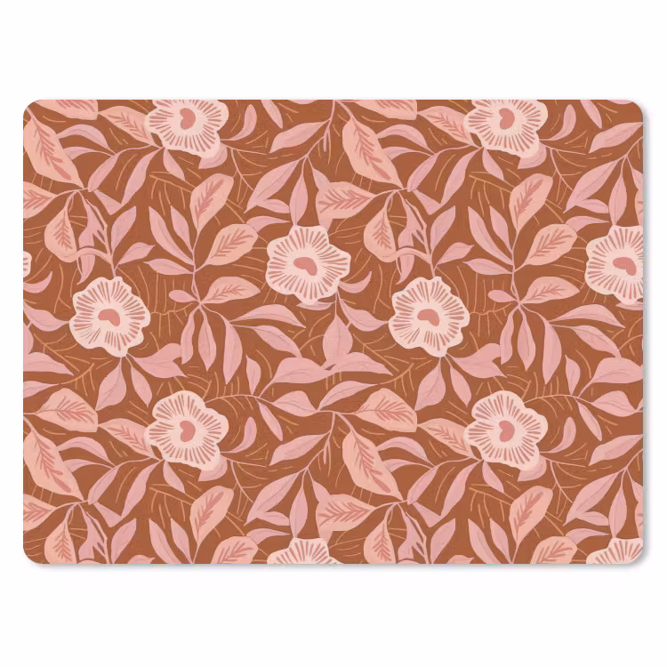 Patroon - Bladeren - Terracotta muismat rubber klein 262 -3d