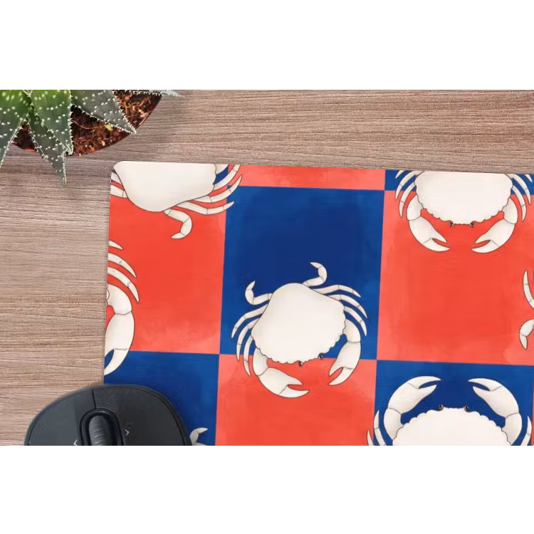 Patroon - Zeeleven - Rood - Blauw - Abstract muismat rubber klein -closeup