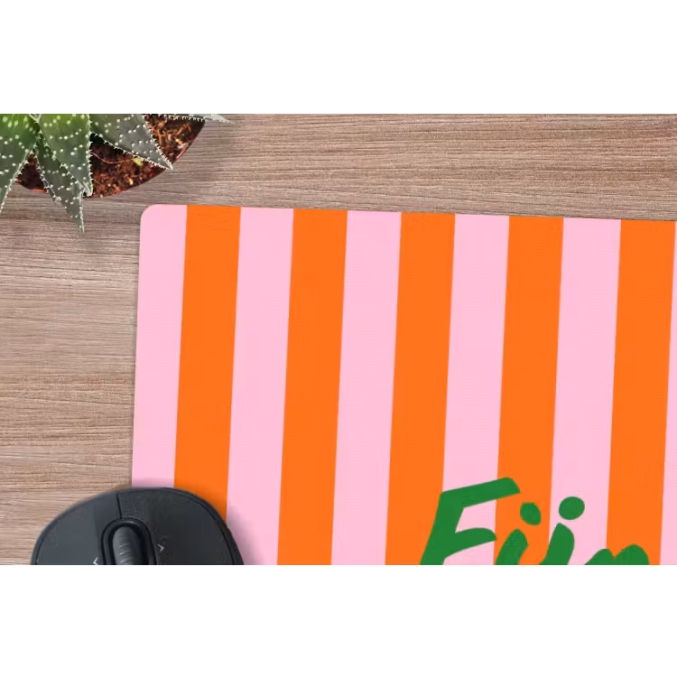 Patroon - Oranje - Fijn - Strepen muismat rubber klein -closeup