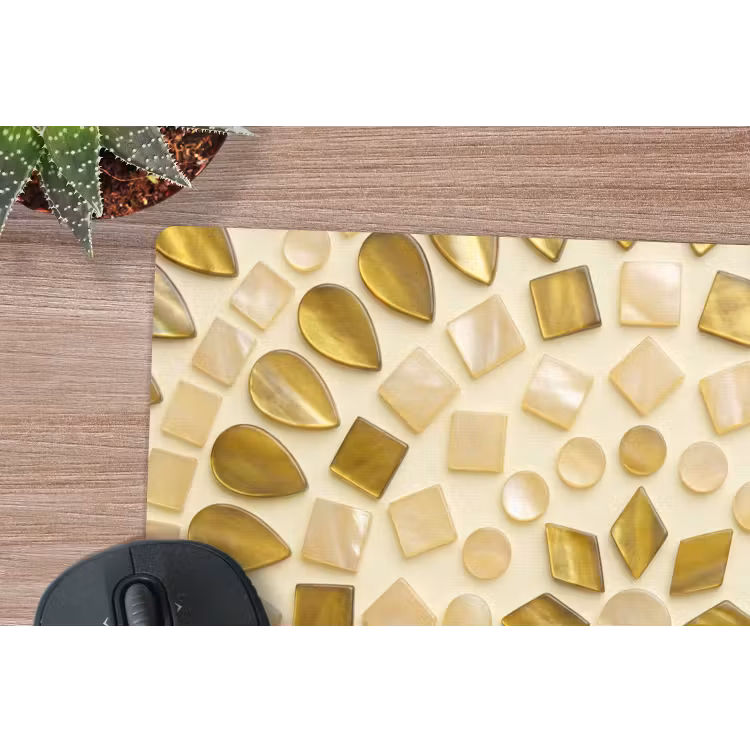 Patroon - Vormen - Mozaïek - Abstract - Goud muismat rubber klein -closeup