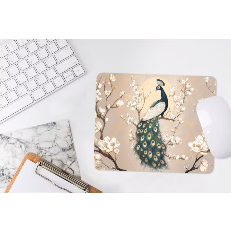 Pauw - Tak - Bloemen muismat rubber klein -witbureau