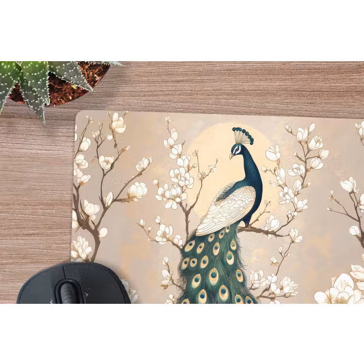 Pauw - Tak - Bloemen muismat rubber klein -closeup