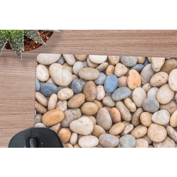 Kiezelstenen - Natuur - Textuur - Beige - Grijs muismat rubber klein -closeup