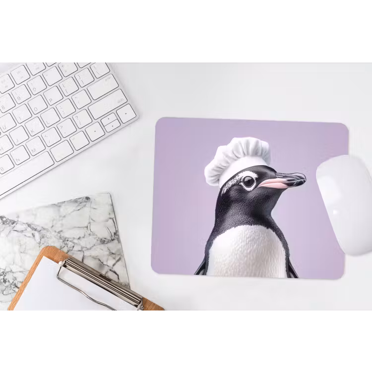 Pinguïn - Koksmuts - Lief - Paars muismat rubber klein -witbureau