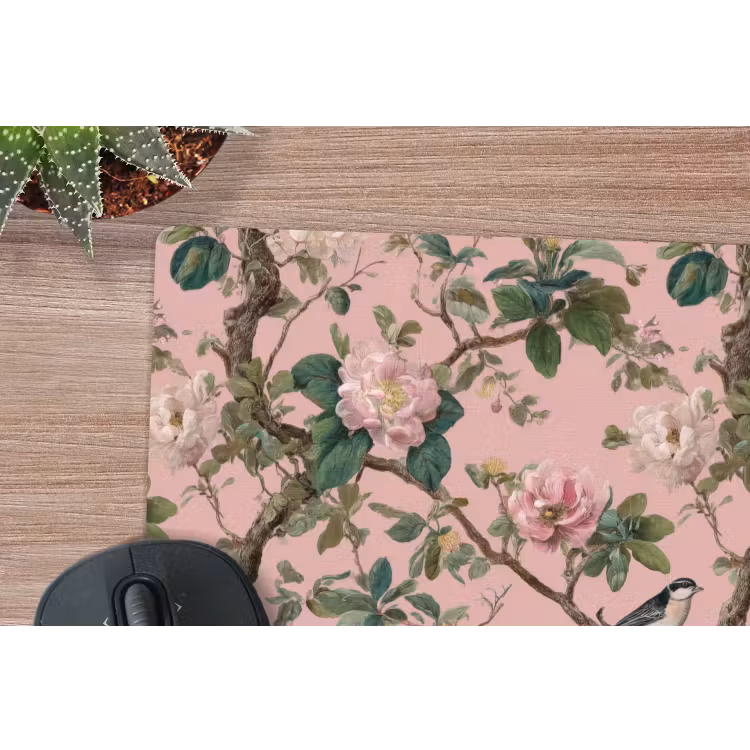 Pioenrozen - Botanisch - Vogel muismat rubber klein 262 -closeup